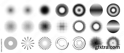 Set Of Seamless Halftone Dot Background 6xAI