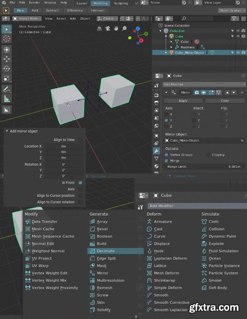 AddMirrorObject - Blender 2.8 Add-on