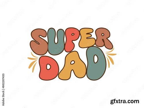 Fathers Day Groovy T-Shirt Design 6xAI