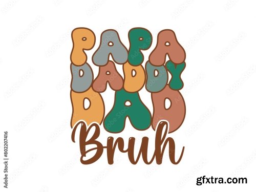 Fathers Day Groovy T-Shirt Design 6xAI