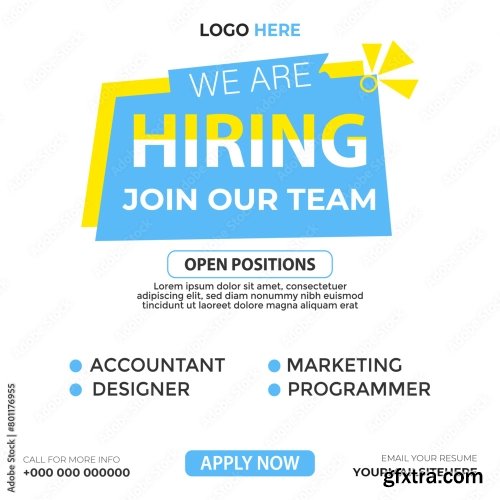 Hiring Recruitment Open Job Vacancy Design Vector 6xAI