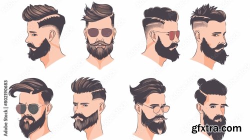 Mens Hair Beard Cut And Hairstyle 5xAI