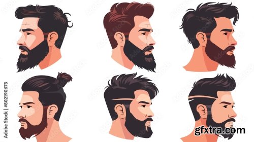 Mens Hair Beard Cut And Hairstyle 5xAI