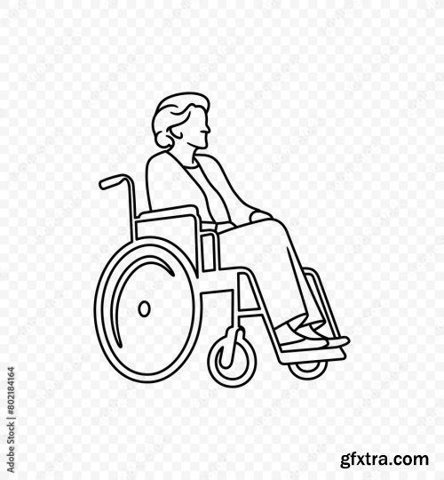 Wheelchair With Female Nurse Vector Design 4xAI