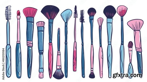 Makeup Brush Color Doodles 5xAI