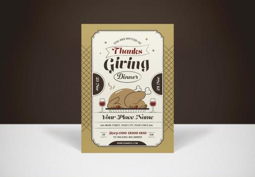 Brown Flat Design Thanksgiving Invitation