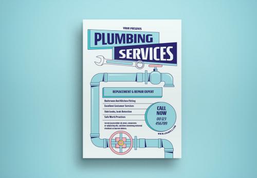 Blue Modern Plumbing Service Flyer