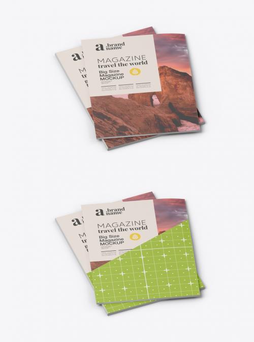 Matte Big Size Magazines Covers Mockup