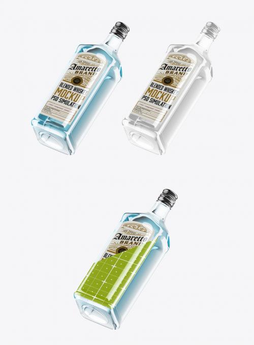 Clear Liquor Glass Bottle Mockup