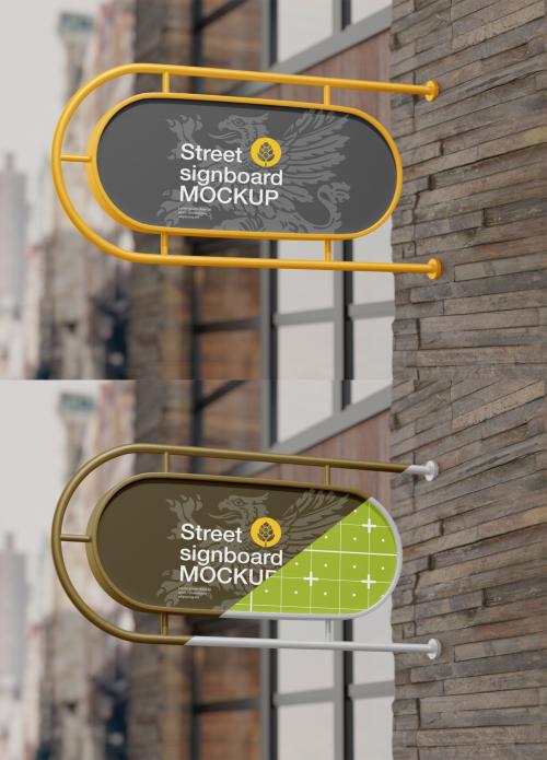 Street Signboard Wall Mockup