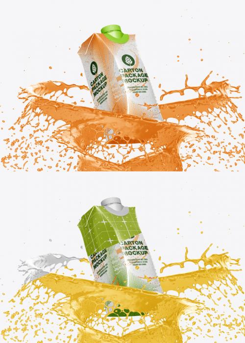 Carton Package with Splash Mockup