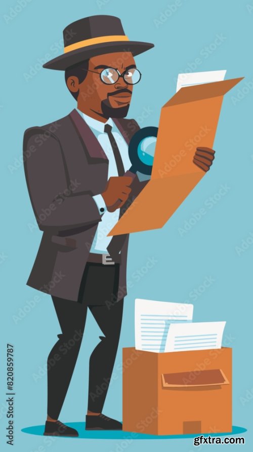 African American Secret Agent Searching Confidential Documents 6xAI