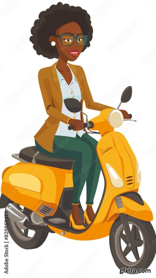 African American Businesswoman Riding Modern Motorbike 6xAI