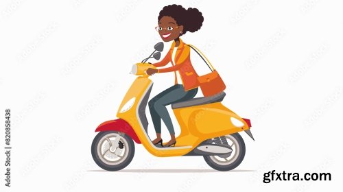African American Businesswoman Riding Modern Motorbike 6xAI