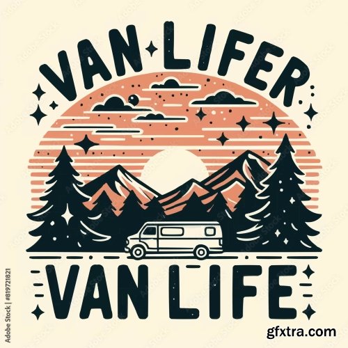 Vanlifer Van Life Lettering Decor 6xAI