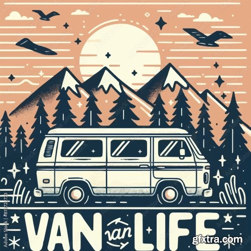 Vanlifer Van Life Lettering Decor 6xAI