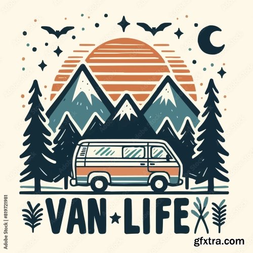 Vanlifer Van Life Lettering Decor 6xAI