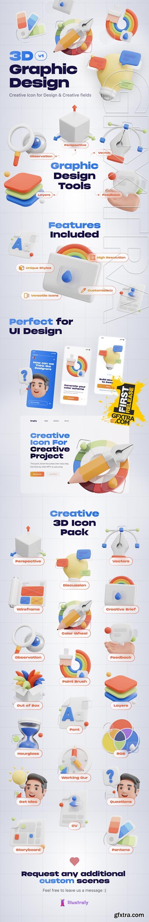 Graphy - Graphic Design Tools 3D Icon Set Model