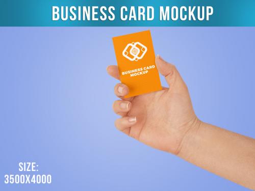 Business Card Mockup in Woman Hand