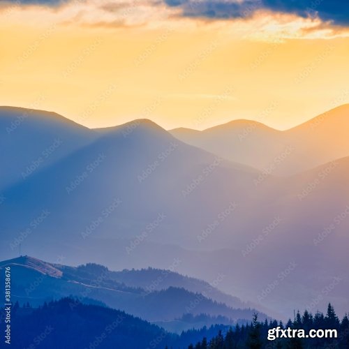 Mountain Landscape At Sunset 5xJPEG