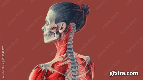 Woman Clings To Her Neck Back View Bone Structure 6xAI