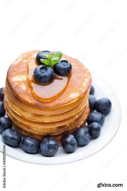 Stack Of Pancakes With Blueberry And Fresh Berry 6xJPEG