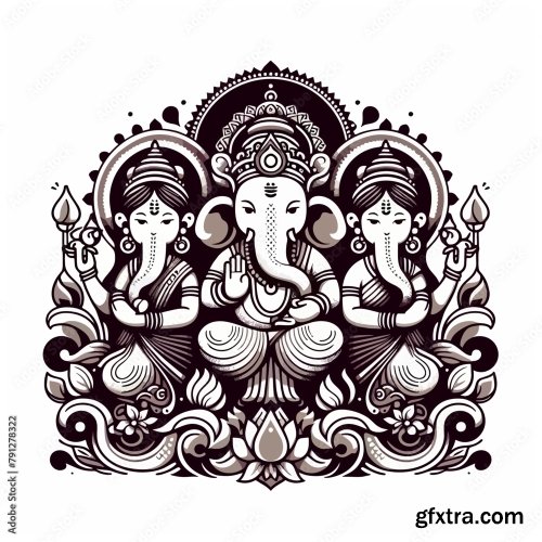 Lord Ganesh Vector Illustration 6xAI