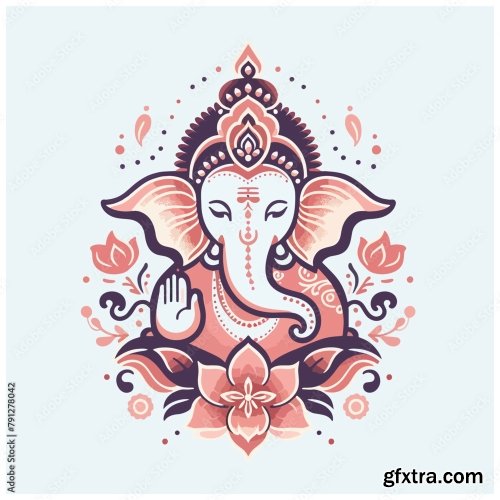 Lord Ganesh Vector Illustration 6xAI