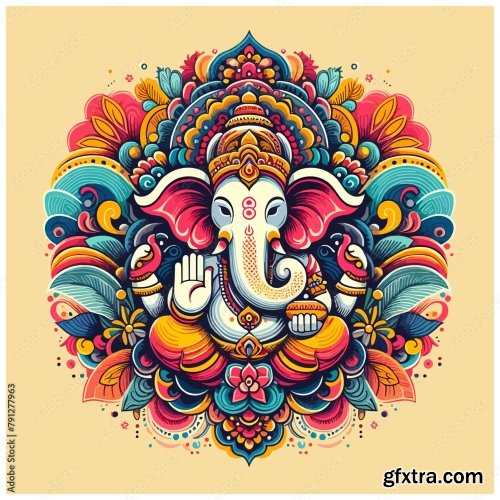 Lord Ganesh Vector Illustration 6xAI