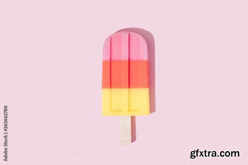 Ice Cream Against Pastel Pink Background 6xJPEG