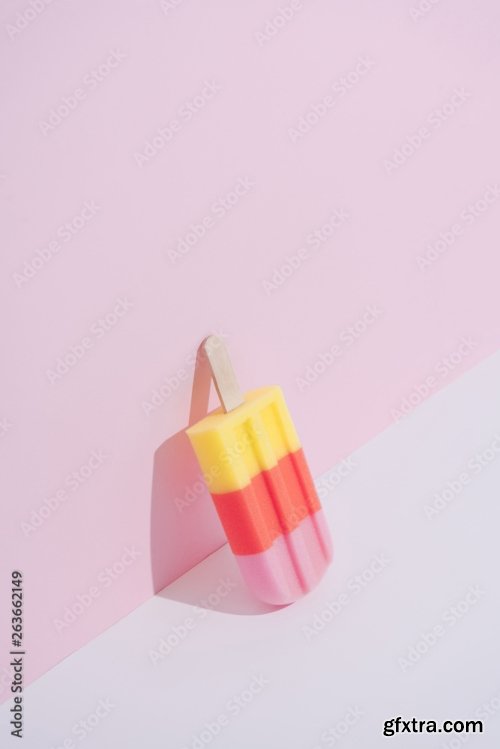 Ice Cream Against Pastel Pink Background 6xJPEG