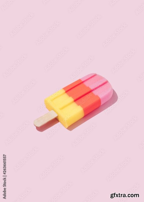 Ice Cream Against Pastel Pink Background 6xJPEG