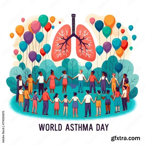 Asthma Day Concept Art With Inhaler 6xAI