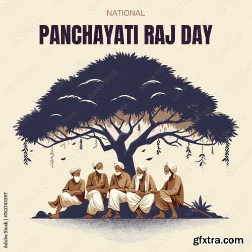 Panchayat Raj Day Vector Illustration 5xAI