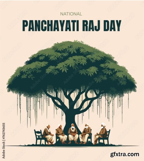 Panchayat Raj Day Vector Illustration 5xAI
