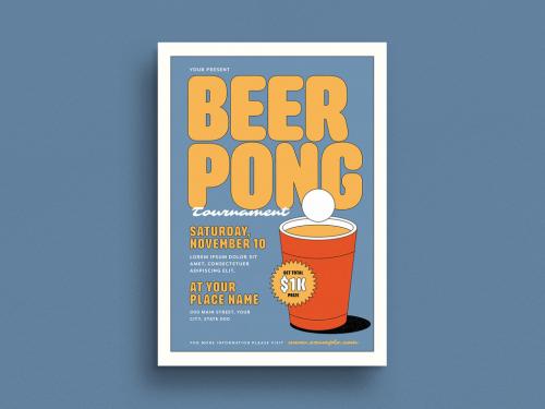 Retro Beer Pong Tournament Flyer