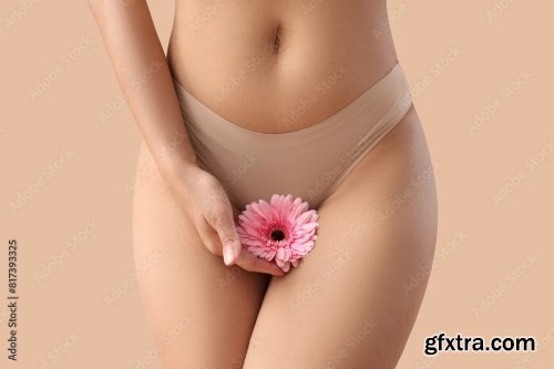 Beautiful Young Woman In Panties With Gerbera Flower 6xJPEG