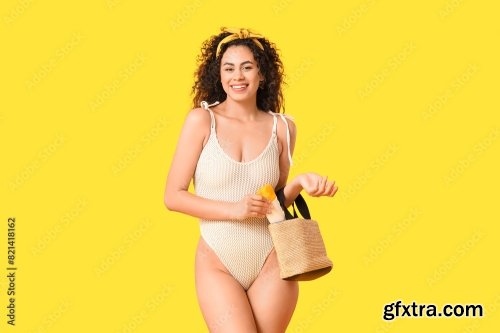 Beautiful Young African-American Woman In Swimsuit 6xJPEG