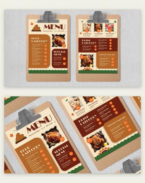 Brown Flat Design Thanksgiving Food Menu