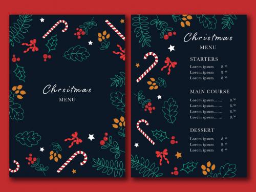 Christmas Menu with Festive Illustrations