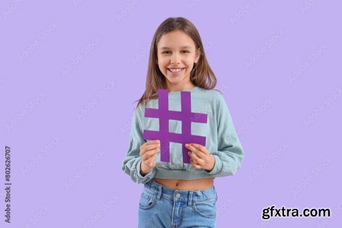 Cute Teenage Girl With Hashtag 6xJPEG