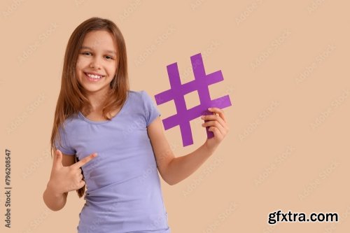 Cute Teenage Girl With Hashtag 6xJPEG