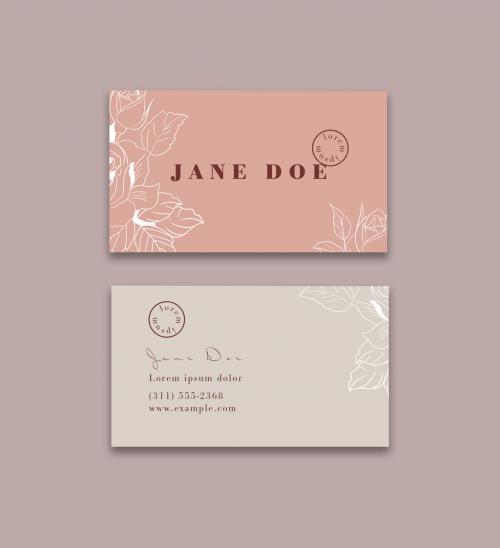 Business Card with Floral Illustrations