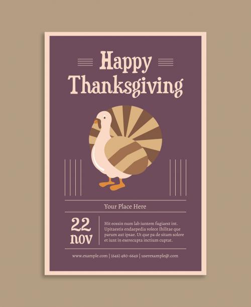 Purple and Beige Thanksgiving Poster