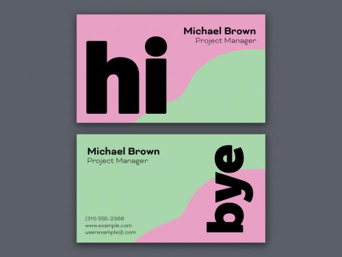 Pink and Green Business Card