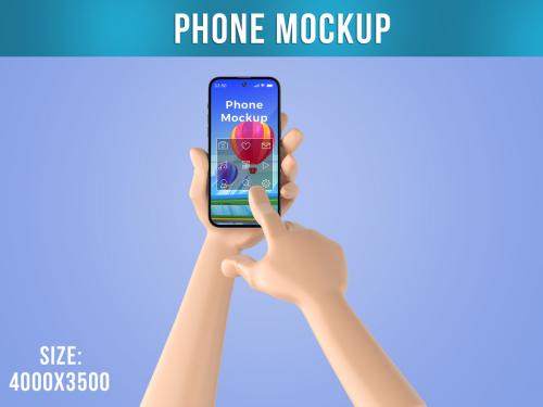 Cartoon Hand with Phone Mockup