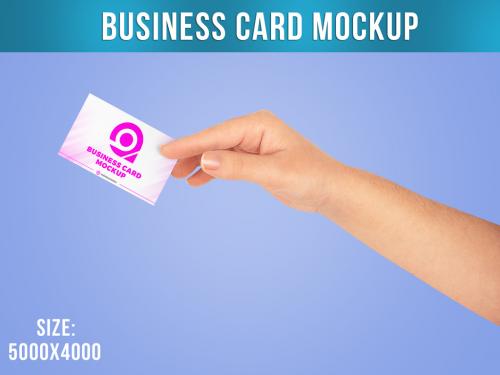 Business Card Mockup in Woman Hand