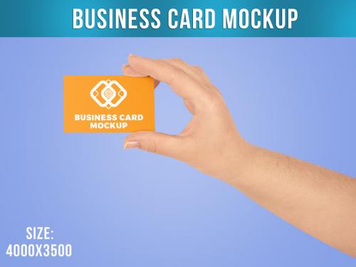 Business Card Mockup in Woman Hand