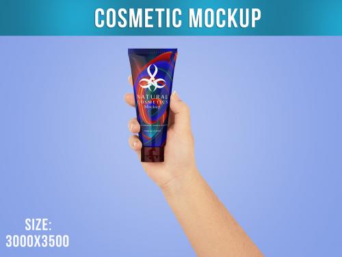 Cosmetic Tube in Hand Mockup