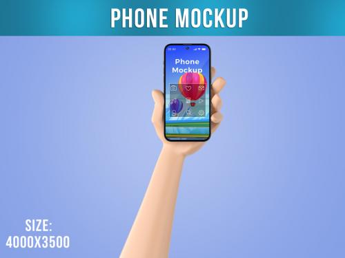 Cartoon Hand with Phone Mockup